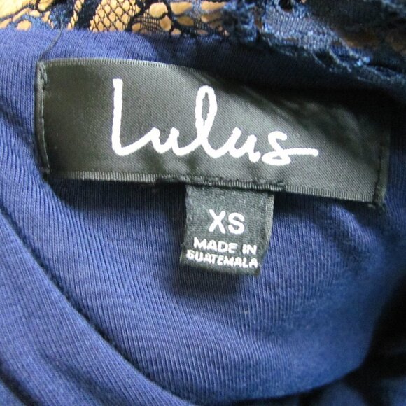 LULUS NAVY BLUE SKATER DRESS EYELASH LACE TRIM - Picture 8 of 10